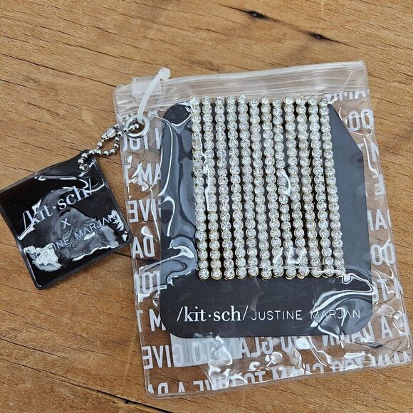 New Kitsch X Justine Marjan Classic Rhinestone Bobby Pins Set of 12 - Picture 1 of 6